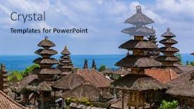  Presentation with pura - Beautiful theme featuring pura-besakih-temple-bali-island backdrop and a light blue colored foreground