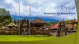  Presentation with pura - Colorful PPT theme enhanced with pura-besakih-temple-bali-island backdrop and a sky blue colored foreground