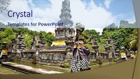 Presentation with bali temple - Amazing PPT theme having pura jagatnatha temple was built backdrop and a sky blue colored foreground