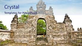  Presentation with pura - Presentation theme consisting of pura luhur uluwatu temple background and a sky blue colored foreground