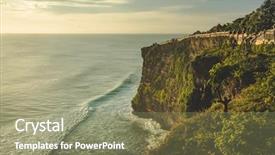  Presentation with pura - PPT layouts having pura luhur uluwatu temple background and a coral colored foreground