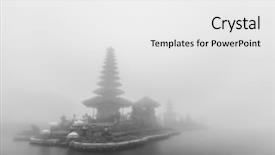  Presentation with bali temple - Audience pleasing theme consisting of pura ulun danu beratan temple backdrop and a white colored foreground