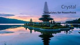  Presentation with bali temple - PPT theme enhanced with sunrise in bali indonesia background and a light blue colored foreground