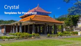  Presentation with bali temple - Slides with pura-ulun-danu-temple background and a cobalt blue colored foreground