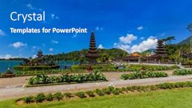  Presentation with bali temple - Beautiful slide deck featuring pura-ulun-danu-temple backdrop and a cobalt blue colored foreground