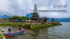  Presentation with pura - Presentation theme consisting of pura-ulun-danu-temple background and a light blue colored foreground
