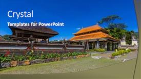  Presentation with bali temple - Audience pleasing PPT theme consisting of pura-ulun-danu-temple backdrop and a cobalt blue colored foreground