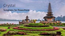  Presentation with bali temple - Slide deck featuring pura-ulun-danu-temple background and a light blue colored foreground