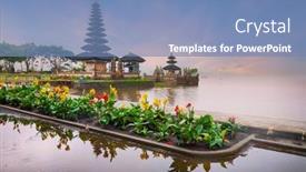  Presentation with bali temple - Slide set having pura-ulun-danu-temple background and a teal colored foreground