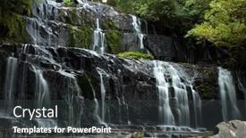 Presentation with waterfalls - Beautiful slide deck featuring purakaunui waterfalls in south island in new zealand backdrop and a dark gray colored foreground