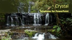  Presentation with waterfalls - Colorful presentation enhanced with purakaunui waterfalls in south island in new zealand backdrop and a tawny brown colored foreground