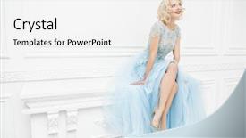  Presentation with lady - PPT theme with purce - portrait of a beautiful blonde background and a white colored foreground