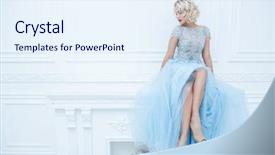  Presentation with lady - Slide set with purce - portrait of a beautiful blonde background and a sky blue colored foreground