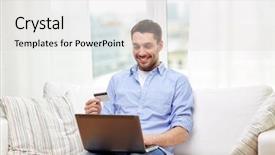  Presentation with online shopping - Slide set featuring purchase free - technology people and online shopping background and a light gray colored foreground