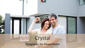  Presentation with buying a house - PPT theme consisting of purchase home - happy young couple after buying background and a soft green colored foreground