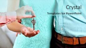  Presentation with real estate tax - Colorful PPT theme enhanced with purchase home - real estate agent giving keys backdrop and a arctic colored foreground