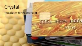  Presentation with order - PPT theme with purchase order - credit cards on golden background background and a yellow colored foreground