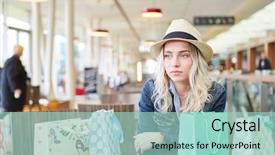  Presentation with young man and a woman - Amazing PPT theme having purchase power - blonde young woman is thoughtfully backdrop and a mint green colored foreground