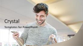  Presentation with retail - Amazing slide set having purchase power - young man as a buyer backdrop and a soft green colored foreground