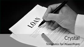  Presentation with agreement signing - PPT theme with purchase request - loan document and agreement background and a light gray colored foreground