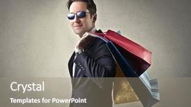  Presentation with carrying school bag - Amazing presentation theme having purchase request - satisfied man carrying shopping bags backdrop and a gray colored foreground