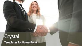  Presentation with handshake - Audience pleasing slide deck consisting of purchase research - photo of handshake of two backdrop and a tawny brown colored foreground