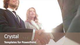  Presentation with handshake - Colorful PPT theme enhanced with purchase research - photo of handshake of two backdrop and a coral colored foreground