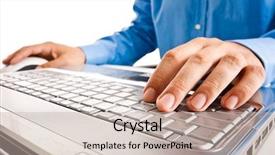  Presentation with purchasing - PPT layouts featuring purchasing computers - close-up of a worker using background and a soft green colored foreground