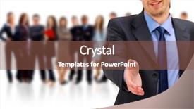  Presentation with handshake - PPT theme featuring purchasing group - handshake and team background and a  colored foreground