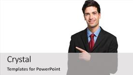  Presentation with purchasing - PPT layouts consisting of purchasing management - smiling manager pointing his finger background and a light gray colored foreground