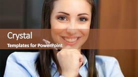  Presentation with worried young female college student - PPT theme having purchasing management - young female manager background and a  colored foreground