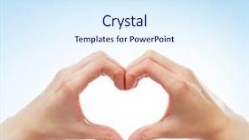  Presentation with blue - Slides with pure heart - beautiful female hands over blue background and a sky blue colored foreground