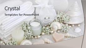  Presentation with white flowers - PPT theme consisting of pure heart - luxury spa products with white background and a white colored foreground