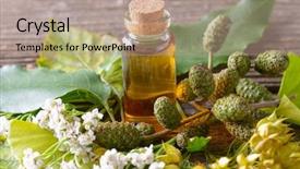  Presentation with essential oil - Slides with ginkgo leaf and alder background and a coral colored foreground