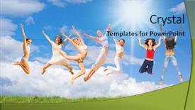 Presentation with joy - Theme enhanced with pure joy jumping together background and a light blue colored foreground