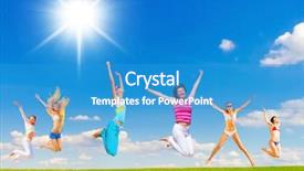  Presentation with joy - Amazing PPT layouts having pure joy jumping together backdrop and a teal colored foreground