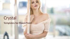  Presentation with lady - Colorful slide deck enhanced with pure sales - beautiful young lady backdrop and a lemonade colored foreground