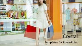  Presentation with dress ethics - PPT theme with pure sales - beautiful young woman background and a mint green colored foreground