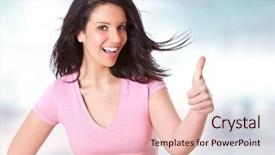  Presentation with women empowerment - PPT layouts consisting of pure sales - beautiful young women pointing background and a lemonade colored foreground