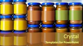  Presentation with baby food - Presentation theme having pure sales - jars with different baby food background and a tawny brown colored foreground