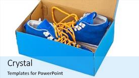  Presentation with pure white - PPT theme enhanced with pure sales - sneakers in box isolated background and a cyan colored foreground