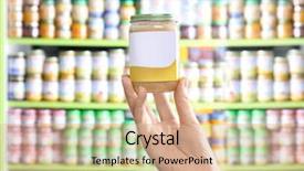  Presentation with baby food jar - Presentation theme having pure sales - woman holding jar with baby background and a coral colored foreground