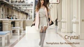  Presentation with walking - Slide deck enhanced with pure sales - young beautiful brunette woman background and a lemonade colored foreground