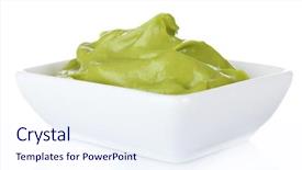  Presentation with pure white - Beautiful slide set featuring pure vegeterian - fresh guacamole in bowl isolated backdrop and a  colored foreground