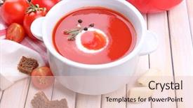  Presentation with border organic vegetables on wood - Presentation theme consisting of pure vegeterian - tasty tomato soup and vegetables background and a lemonade colored foreground