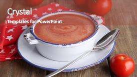  Presentation with tomato - Colorful theme enhanced with pure vegeterian - tasty tomato soup and vegetables backdrop and a  colored foreground