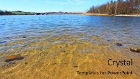  Presentation with pure water - Audience pleasing slide set consisting of pure water in the bolevak lake bolevecky rybnik famous destination in pilsen city czech republic europe backdrop and a gold colored foreground