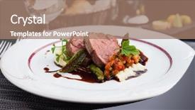  Presentation with bone marrow - PPT theme consisting of puree asparagus and bone marrow background and a coral colored foreground