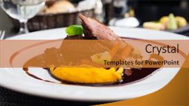  Presentation with duck - Presentation having puree slow-cooked duck heart background and a gold colored foreground