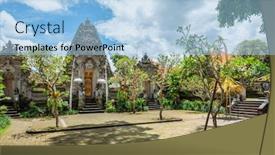  Presentation with bali temple - Slide set featuring temple in ubud bali indonesia background and a light blue colored foreground